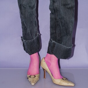 Vintage Y2K leather high heel pumps in light green image 5