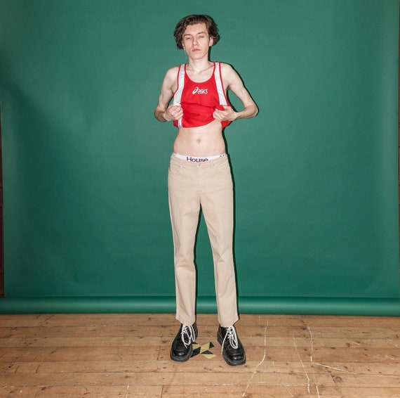 Vintage rave classic beige trousers / 1990s
