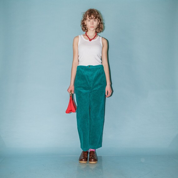 90 s Vintage Corduroy Straight Fit Trousers In Emeral Gem 90-s-vintage-corduroy-straight-fit-trousers-in-emeral-gem