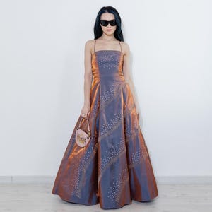 Vintage 90's La Cache Couture Duochrome Beaded Epic Prom Dress in  Purple&orange - Etsy