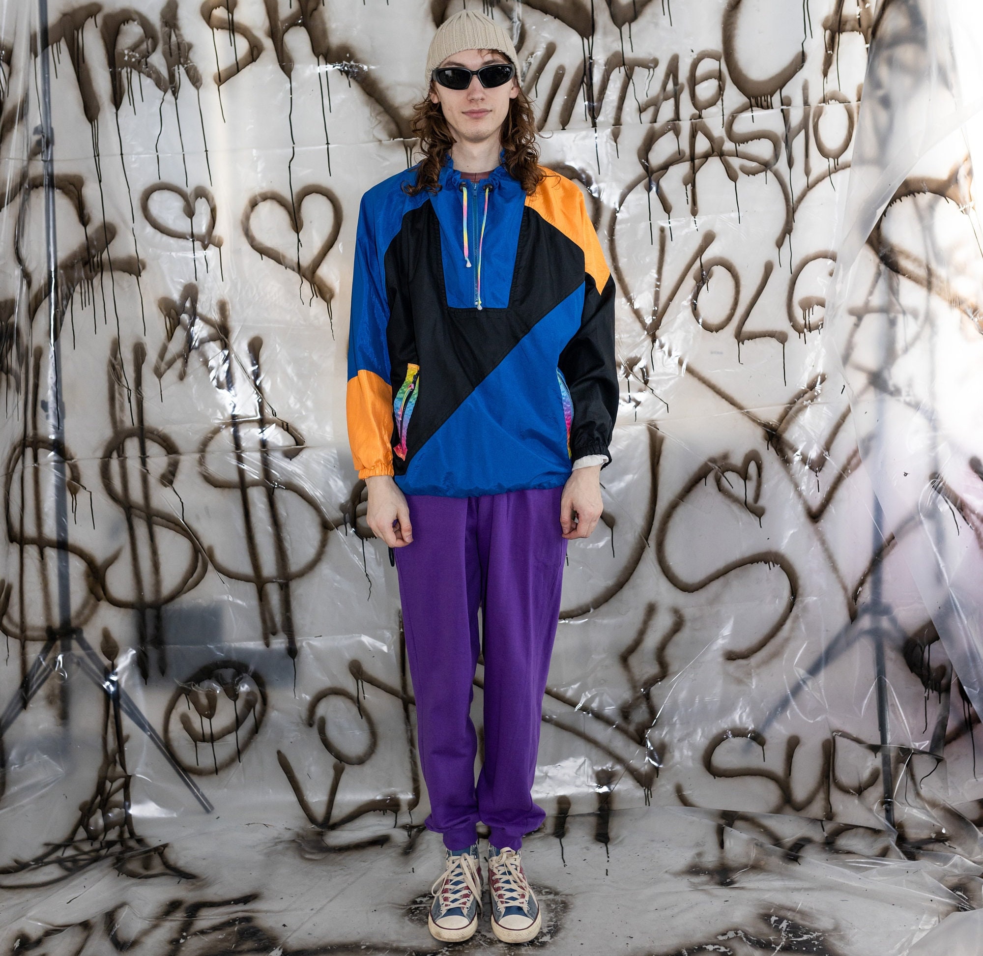 90's-00's TRENDS Bicolor Nylon Anorak Set up Olive Y2K ストリート テック 90's Vintage Retro Color Block Anorak Track Jacket in Multi - Etsy