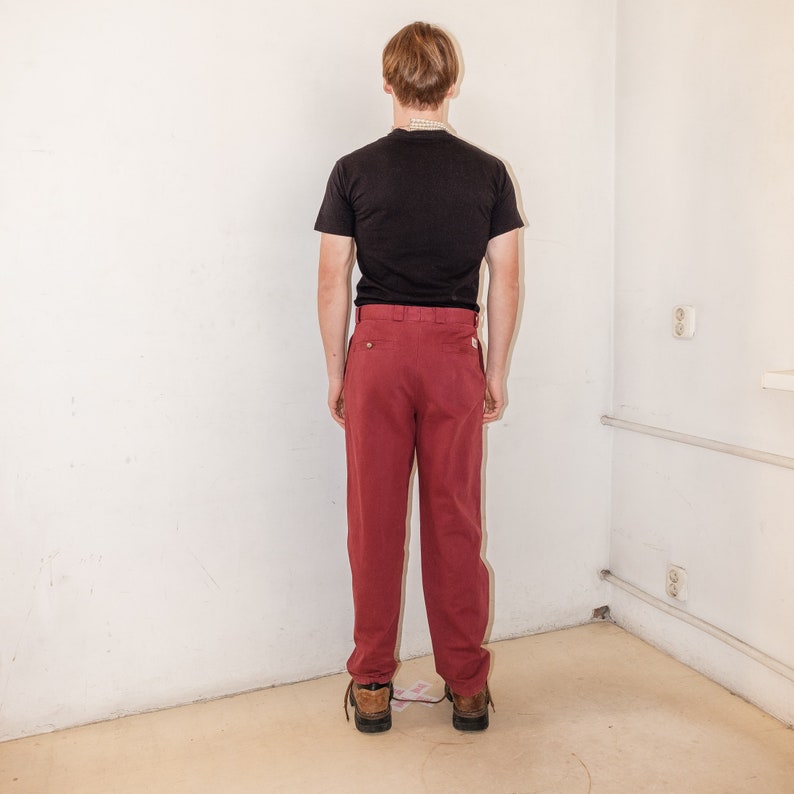 Vintage skater fit classic trousers in burgundy image 3