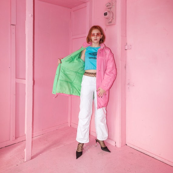 Vintage pink windbreaker rave jacket / 1990s