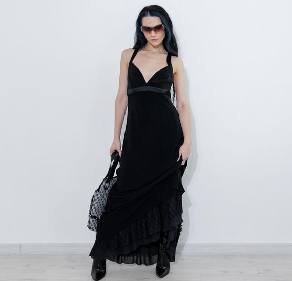 Vintage Y2K Pearce Fionda Sleek Evening Maxi Dress in Sexy Black - Etsy Vintage Y2K Pearce Fionda Sleek Evening Maxi Dress in Sexy Black - Etsy