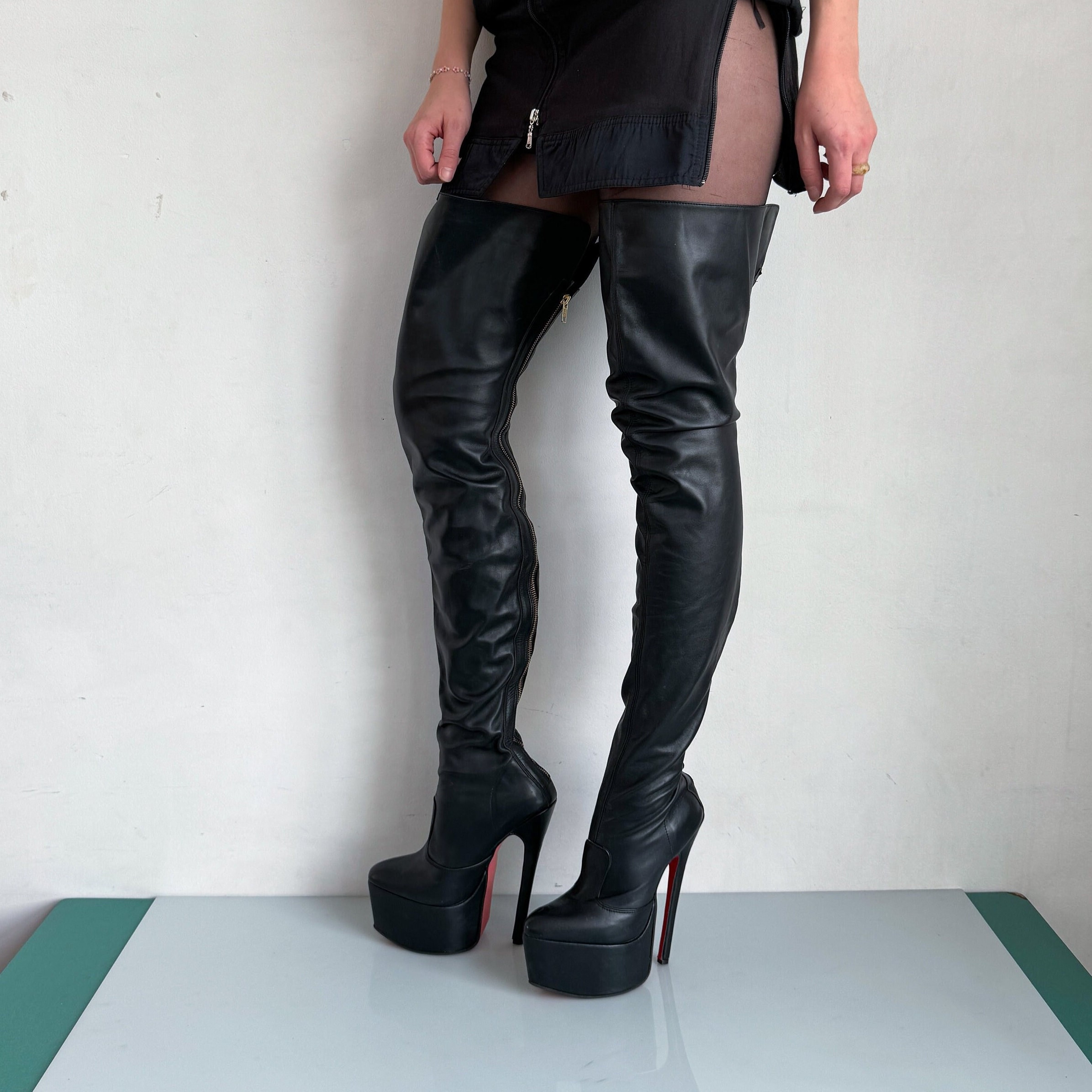 Vintage Y2K Platform Stripper Red Sole Boots in Sexy Black - Etsy