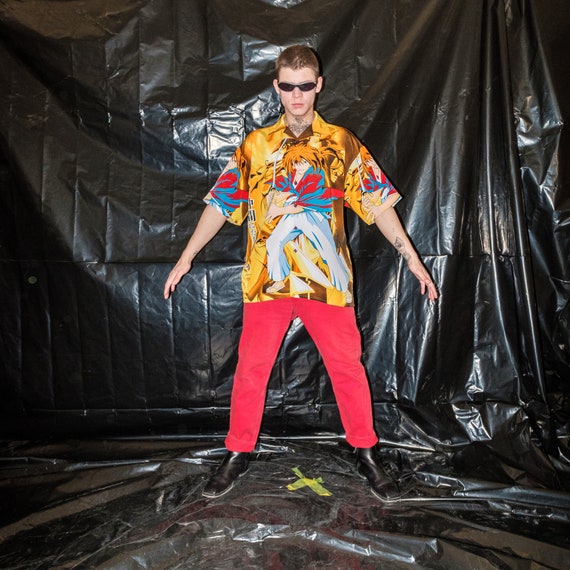 Vintage yellow anime rave shirt