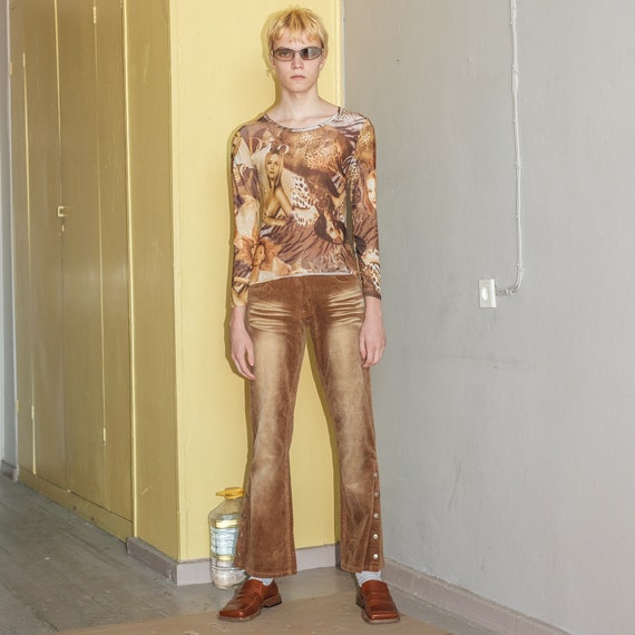 Vintage Y2K corduroy flare trousers in brown