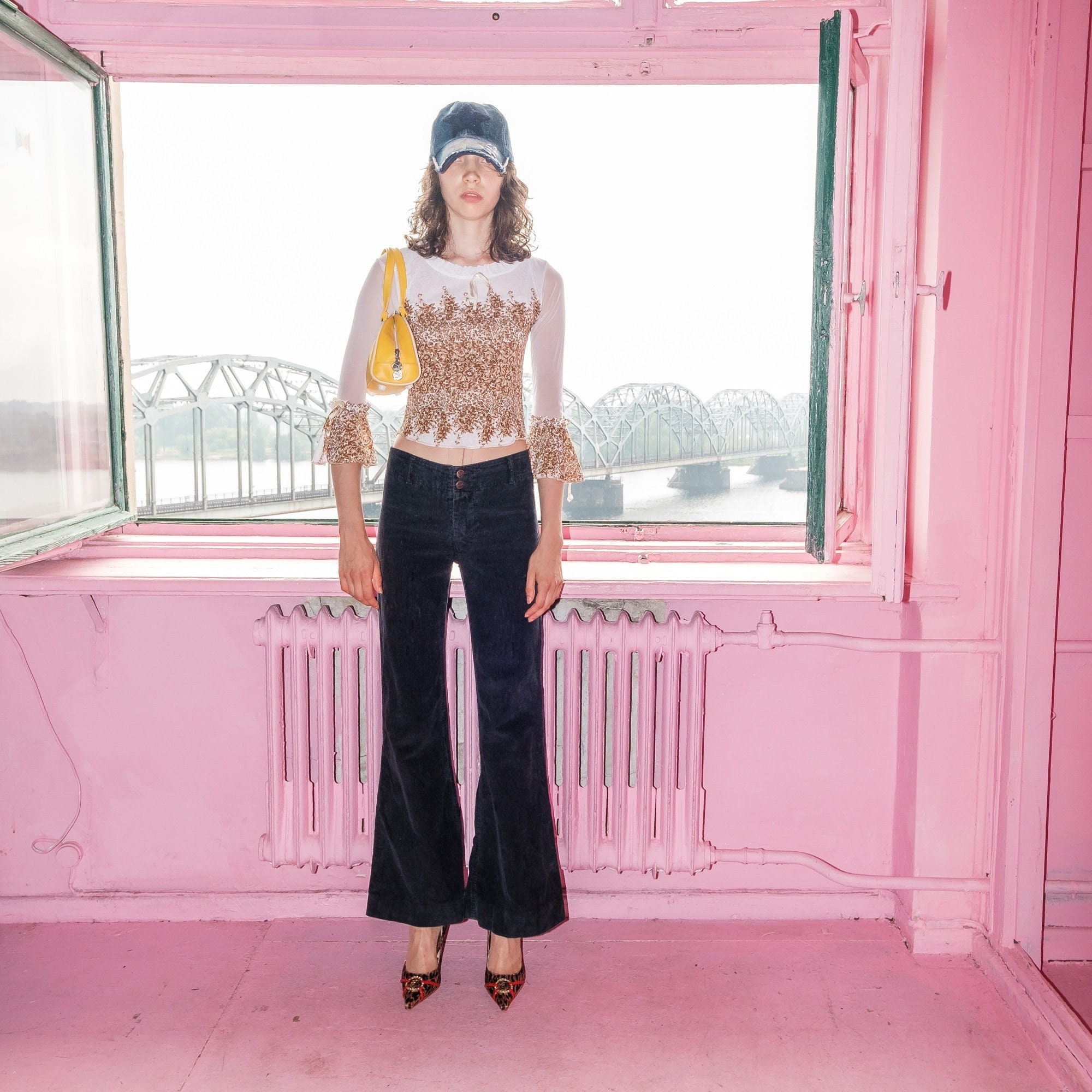 Vintage Y2K Ribbed Velvet Flare Jeans 