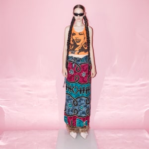 Vintage Y2K funky festival wrap maxi skirt in teal&burgundy image 5