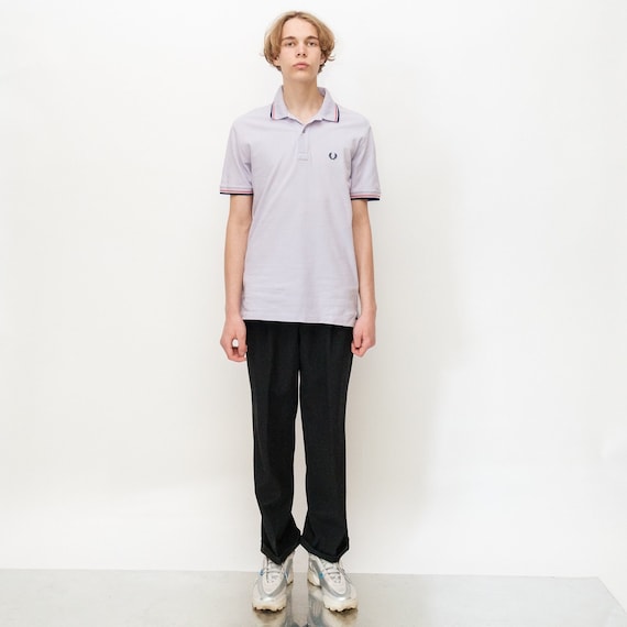 Fred Perry, 90s Vintage Fred Perry Polo Shirt - Pastel Purple Combed Cotton, Size M