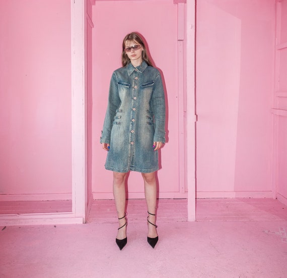 Vintage denim rave coat / 1990s / UNISEX