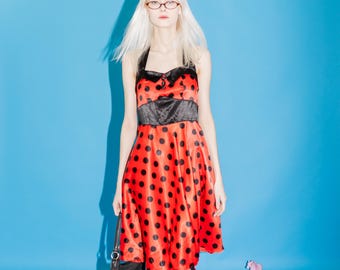 hell bunny red polka dot dress Hell Bunny Marian Red and White Polka Dot Halter Flare Party Dress