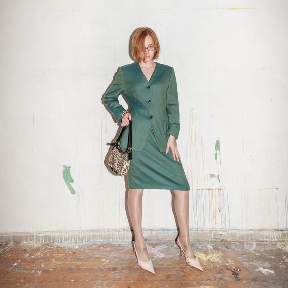 Vintage school teacher suit / co-ordinates in gree