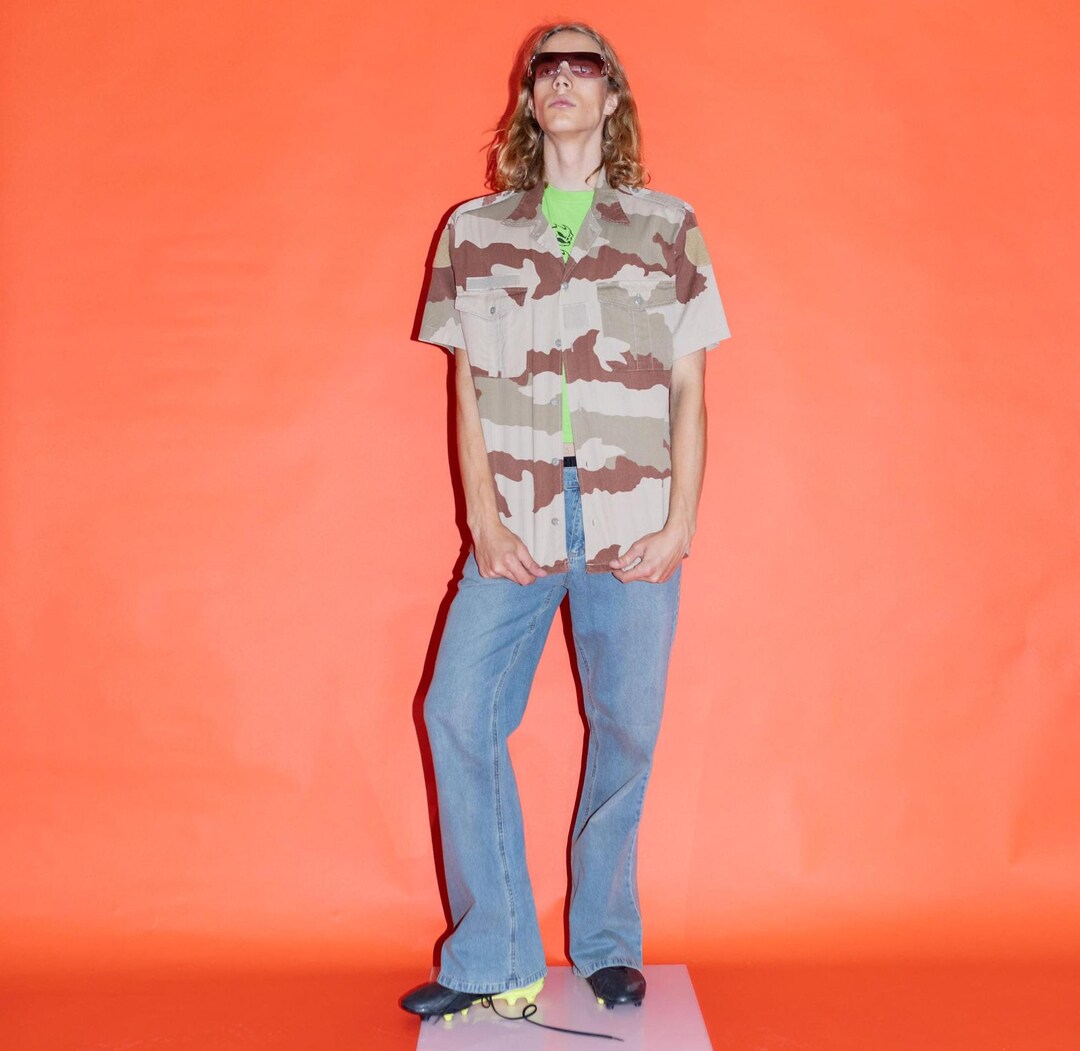 Asos - Asos Chemise ajustée à manches courtes avec col boutonné kaki