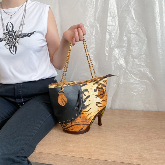 Vintage Y2K tiger print high heel shoulder bag / 2