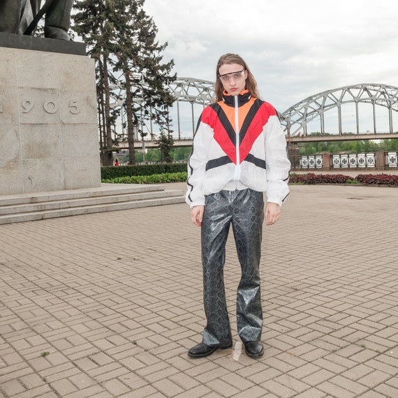 Vintage multi-color rave track jacket / 1990s