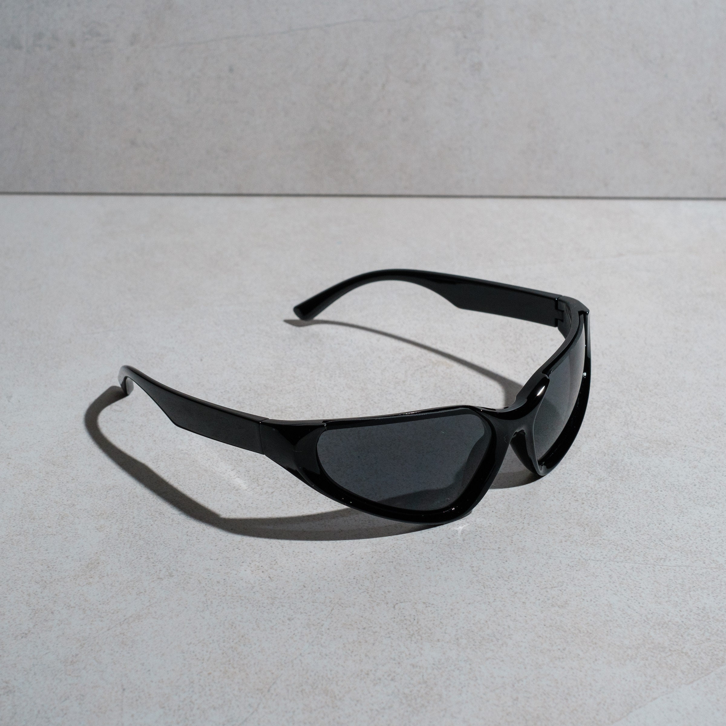 Y2K Cosmic Semi-Rimless Sunglasses in Spy Black on Black