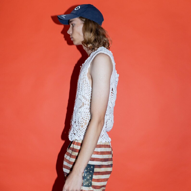 Vintage Y2K Lovely Flower Crochet Tank Top in Pure White Etsy UK