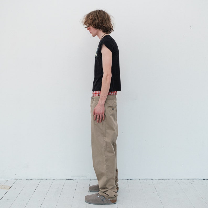 90's Vintage skater fit oversize trousers/jeans in oat beige image 2