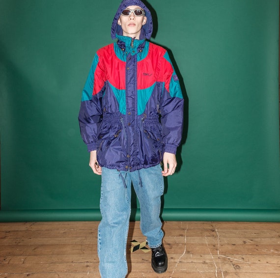 Vintage windbreaker neon jacket / 1990s