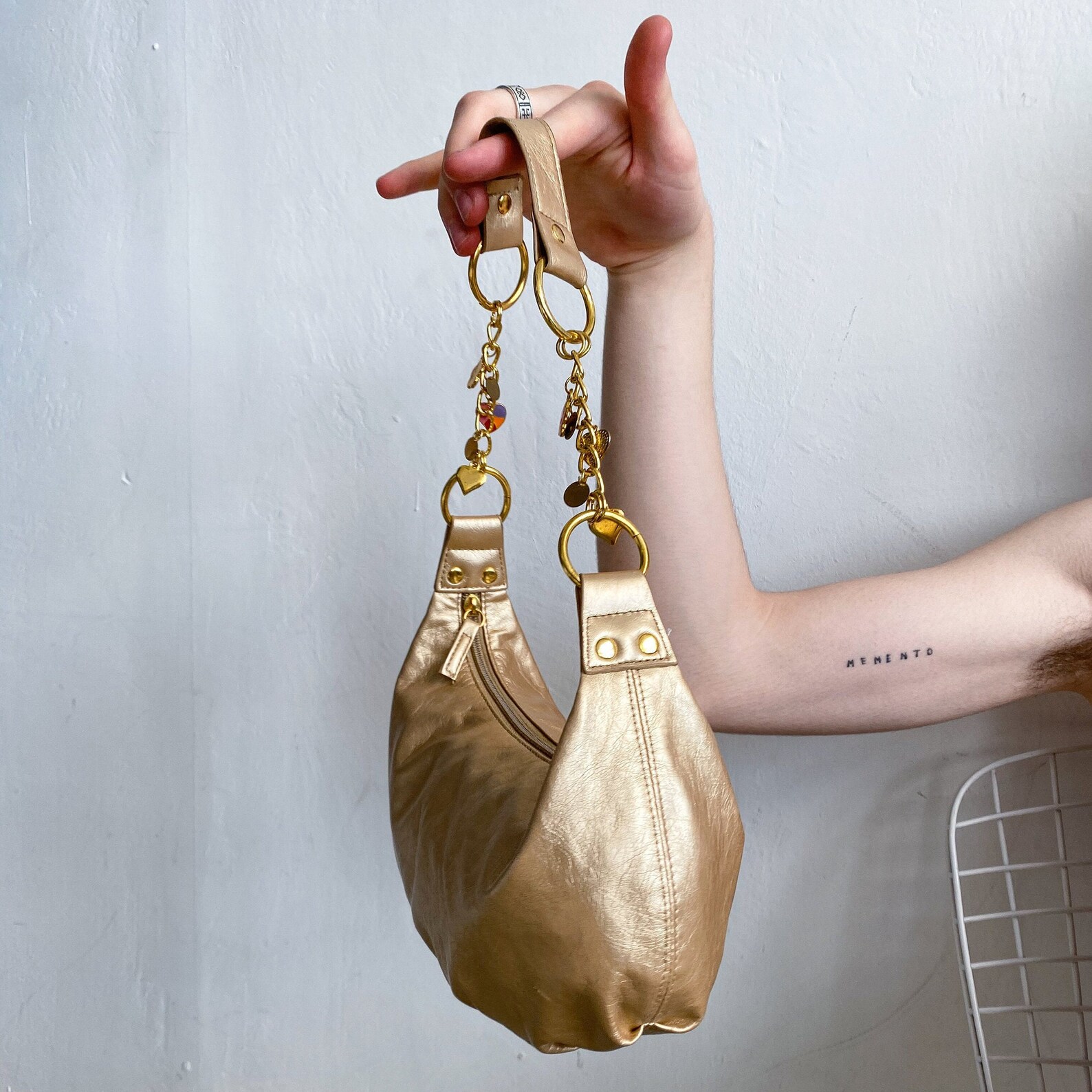 Vintage gold rave shoulder bag / 2000s | Etsy