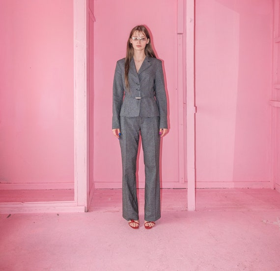 Vintage classic grey houndstooth suit / UNISEX