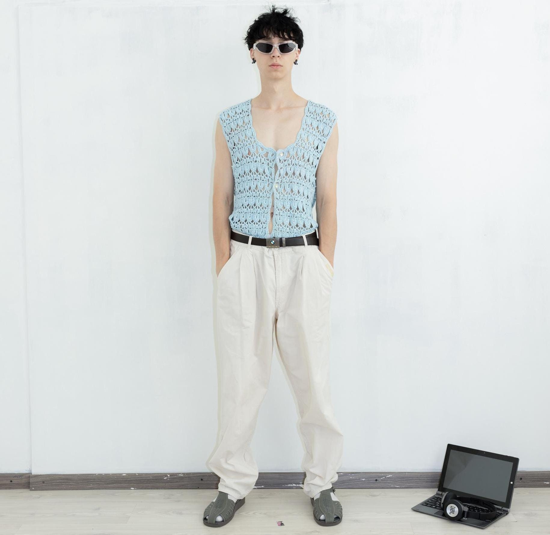90s Valentino stripe slacks Valentino 1990s Cream Stripe Trousers