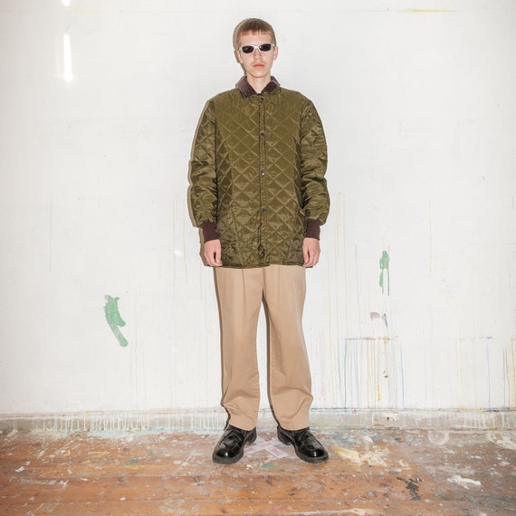 Vintage Barbour quilted winter jacket in khaki gre