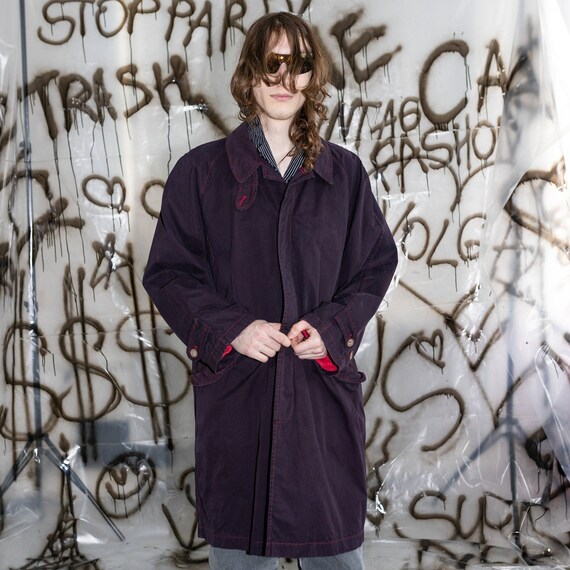 90 s Vintage Iconic Rave Trench Coat in Wine Purple Red Etsy Canada
