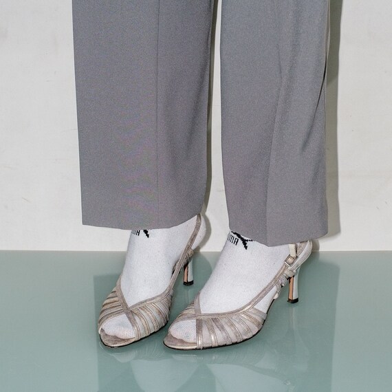Y2K Silver Mesh Heels - Etsy Denmark