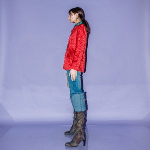 90's Vintage shiny satin jacket in red image 2