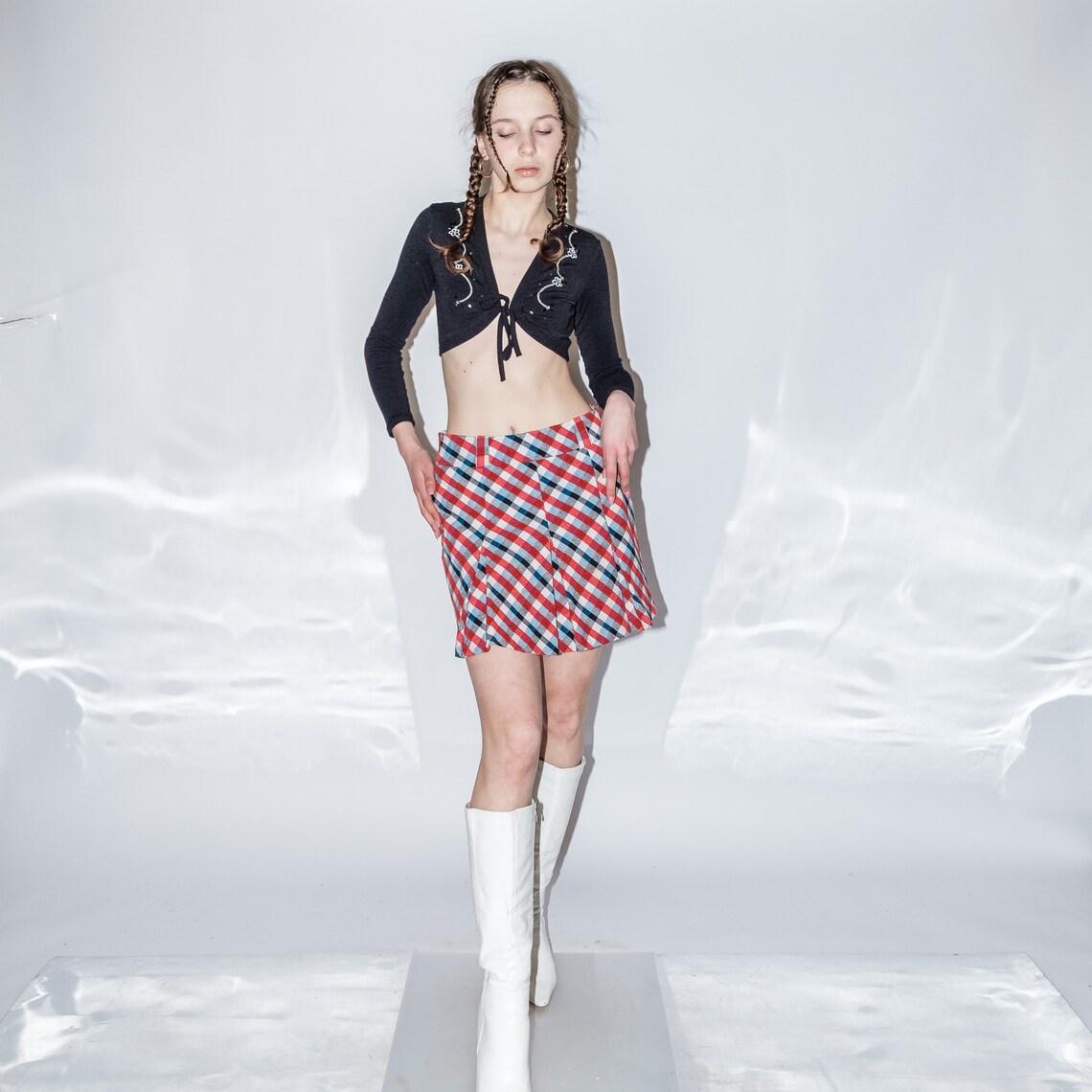 Vintage 90s plaid pleated mini skort - M main image 1