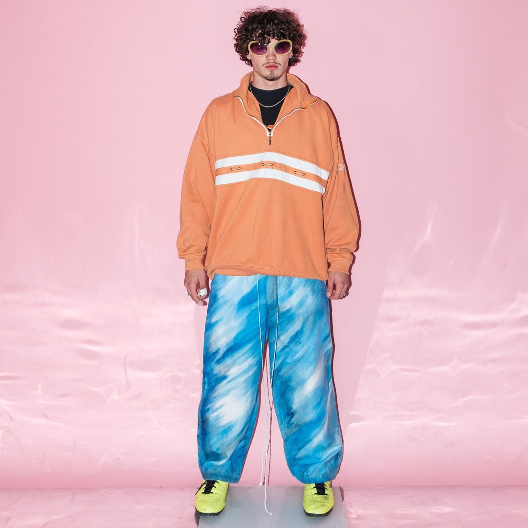 90's Vintage Yacht Club Quarter Zip Sweatshirt in Orange Etsy