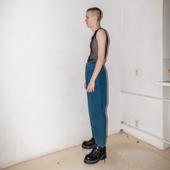 90's Vintage Banana Style Jeans in Dark 
