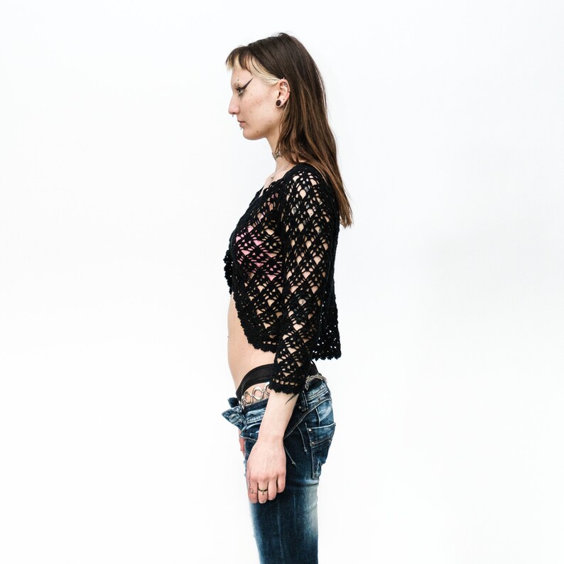 Vintage Y2K spicy festival crochet top in onyx black image 2