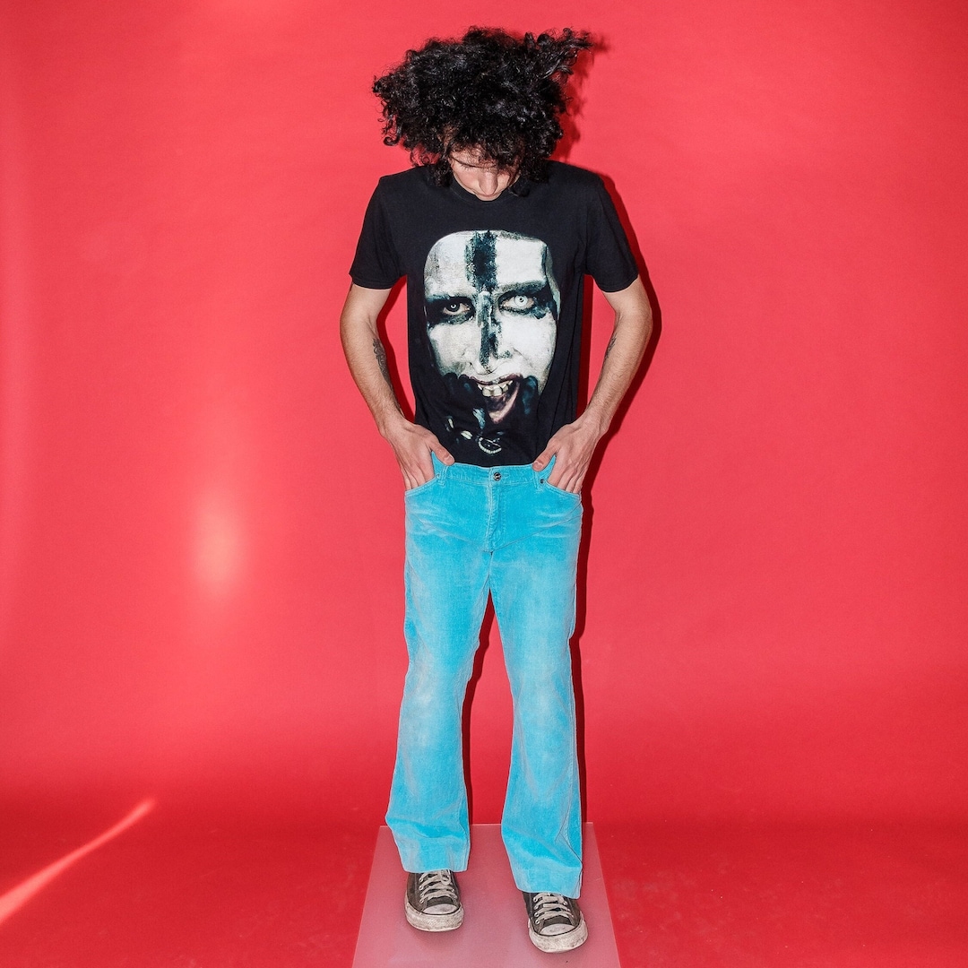 Succubus Clothing Mia 70s Corduroy Flares Trousers Teal main image 0