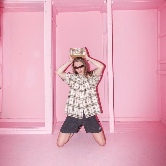 Vintage Burberry checkered festival summer shirt