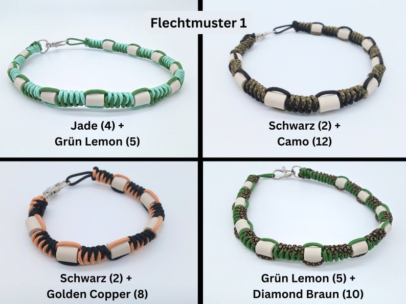 EM-Keramik-Zeckenhalsband für Hunde, nach Maß mit Farb / Musterwahl, Gr. XS-L Flechtmuster 1