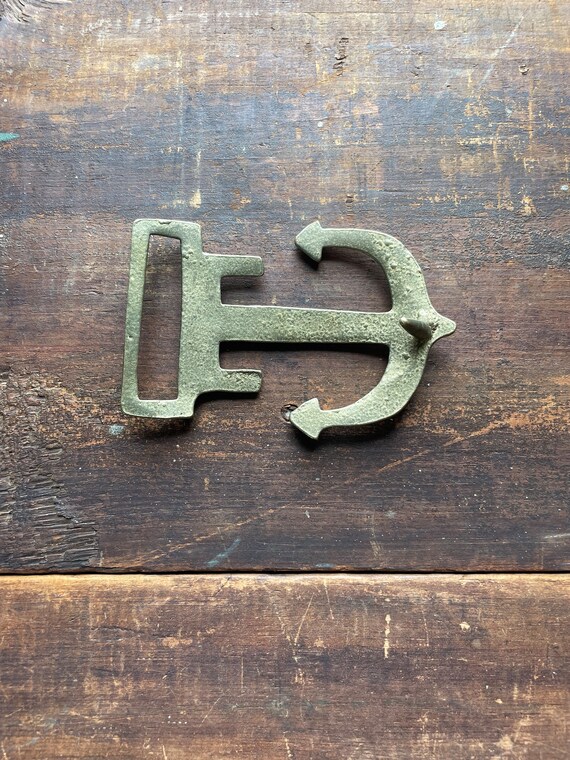 Vintage brass anchor belt buckle Gem