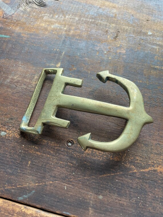 Vintage brass anchor belt buckle Gem