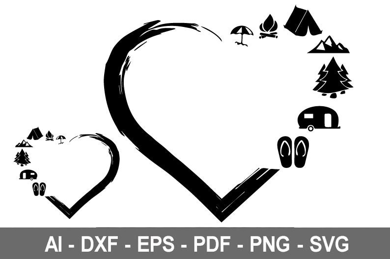 Heart Camping svg Travel Camping Heart svg Heart svg Love ...