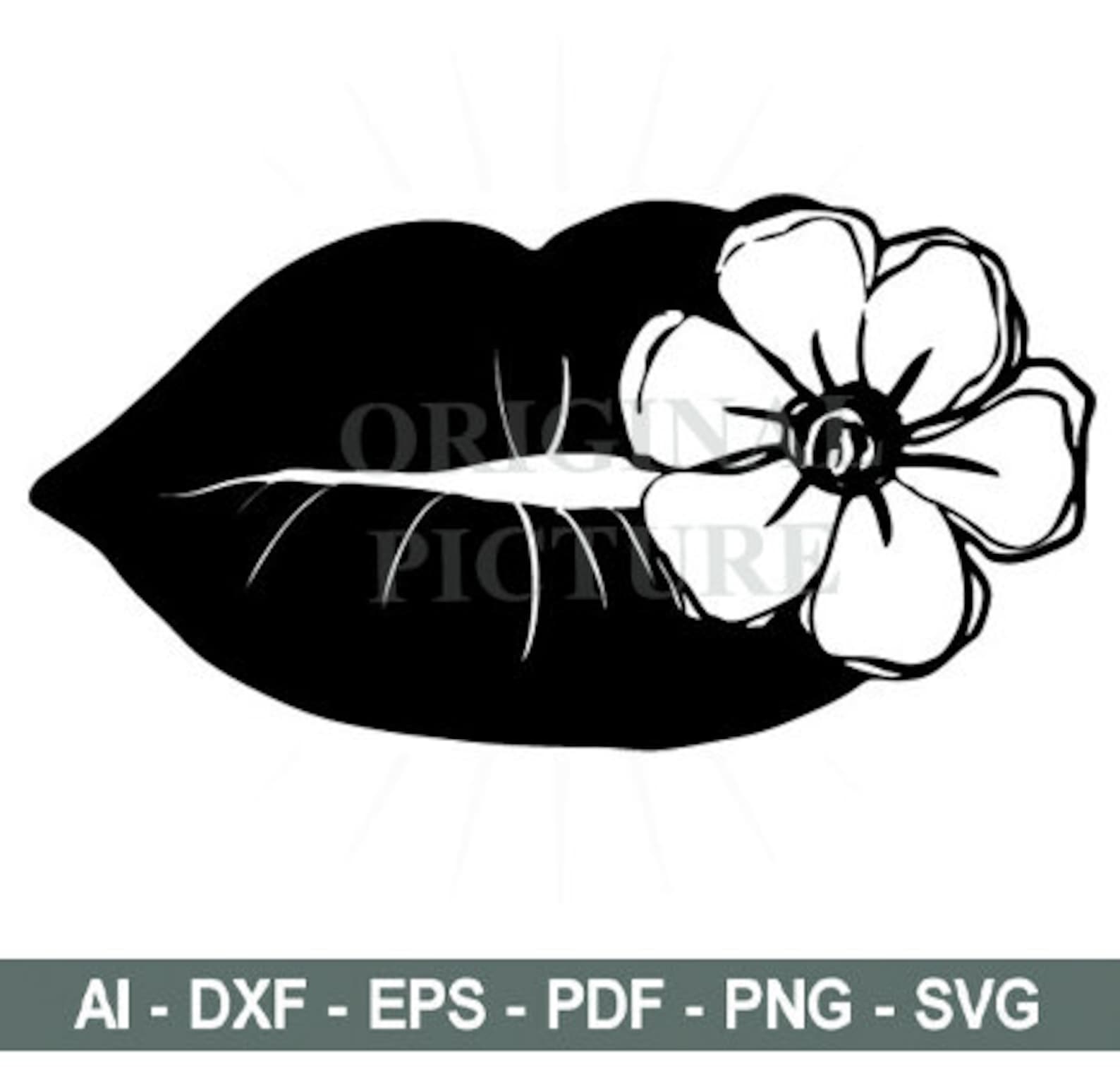 Lips Flower SVG Art Sexy Flower Kiss Design Lips With Flowers Etsy