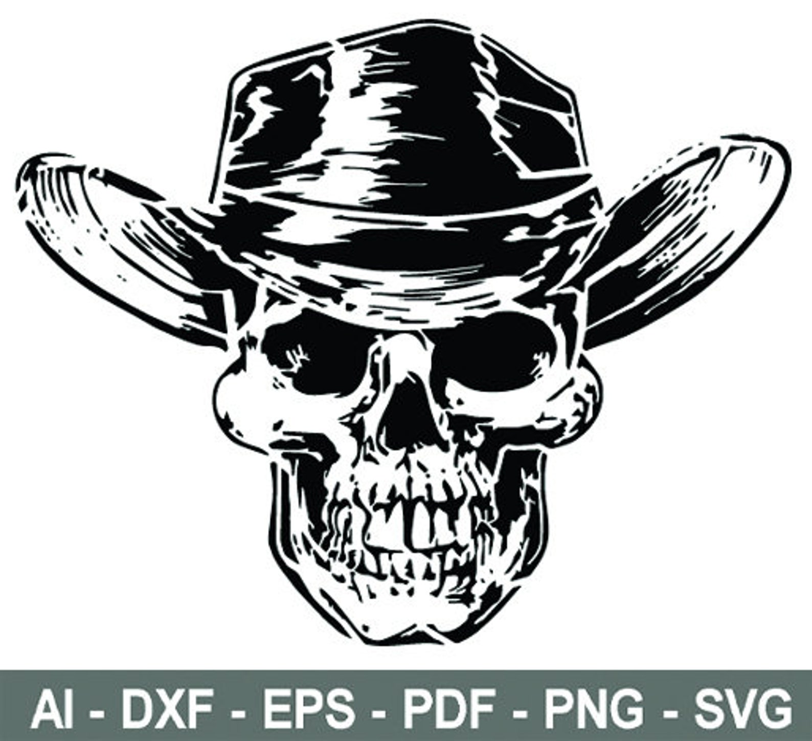 Cowboy's Skull in hat vector svg Cowboy Skull Svg Dxf Etsy