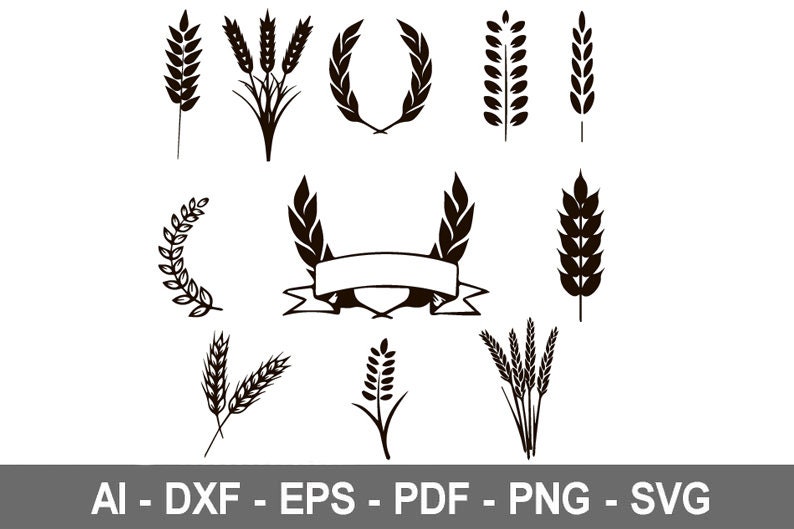 Wheat SVG Wheat Monogram Wheat Silhouette Wheat Clip Art Etsy