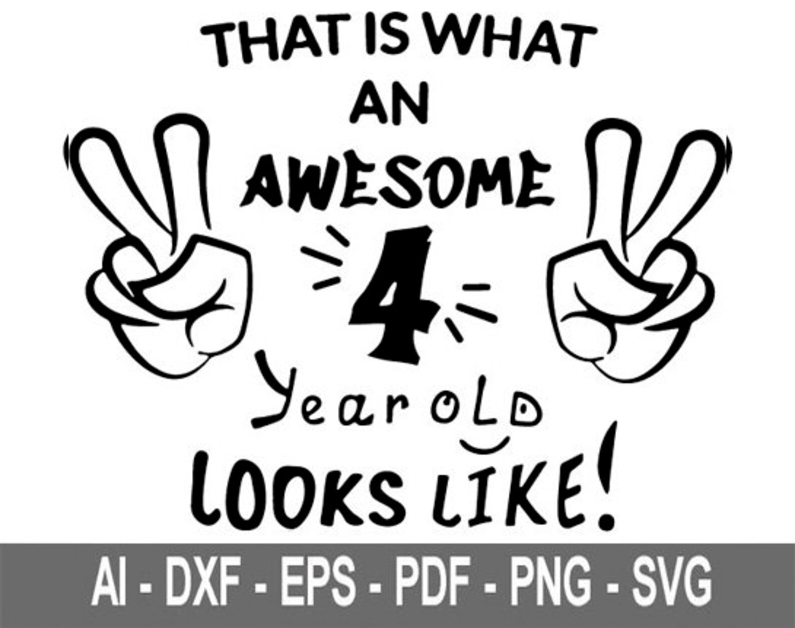 Awesome SVG 4 Year Old Birthday Shirt SVG Thumbs up Svg 4 Year Etsy