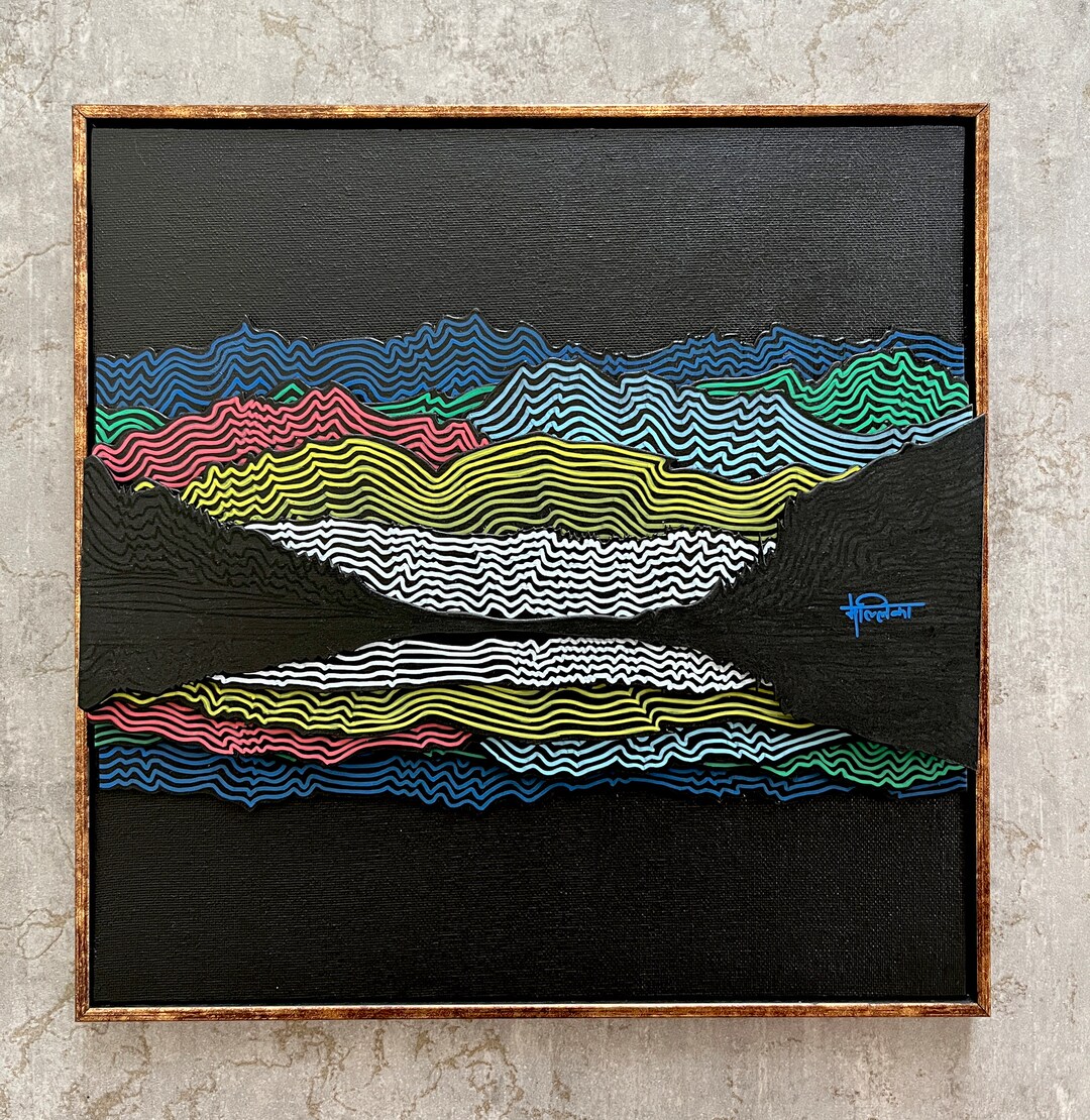 Abstract Landscape Mixed Media Decor Wooden Wall Decor Etsy