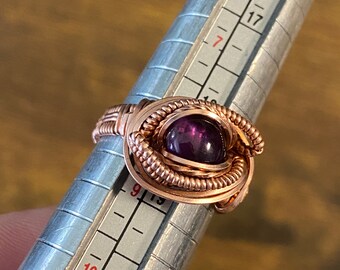 Amethyst copper wrapped ring