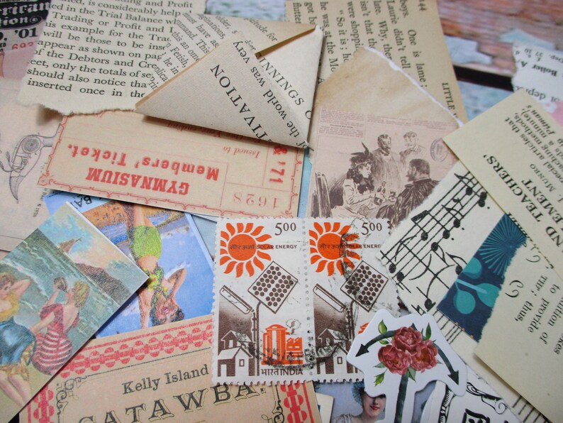 Ephemera In A Tin ~ Vintage /& Modern ~ Paper Card ~ Adverts ~ Tickets ~ 68 Pieces