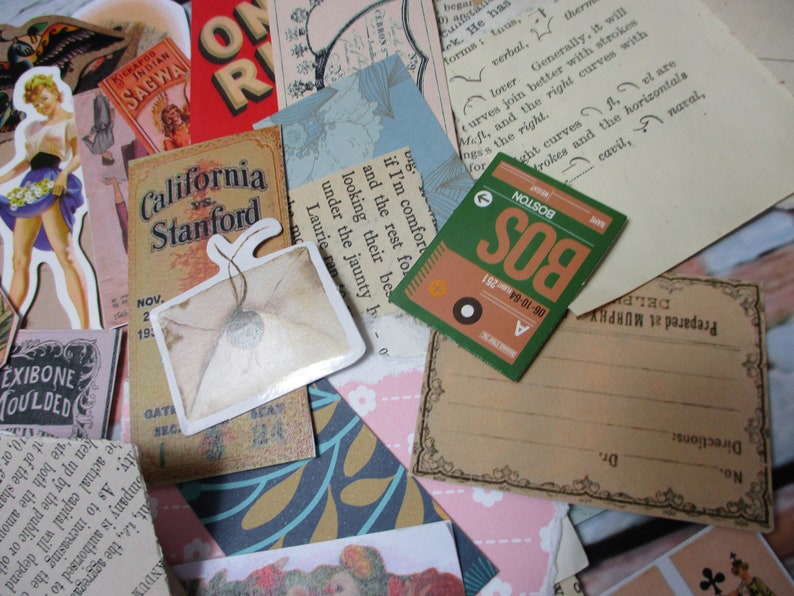 Ephemera In A Tin ~ Vintage /& Modern ~ Paper Card ~ Adverts ~ Tickets ~ 68 Pieces