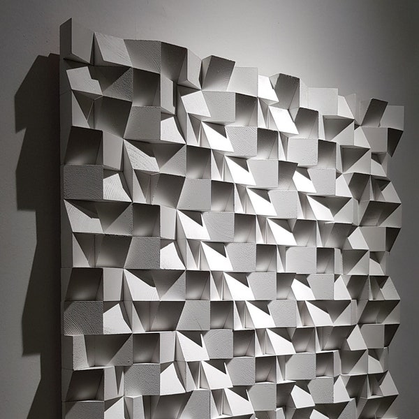 Weiß Acoustic Panel, Zeitgenössisches Eklektisches Dekor, Luxus Wohnkultur, Geometrische 3D Abstrakte Moderne Wandkunst, Acoustic Sound Diffuser Panel